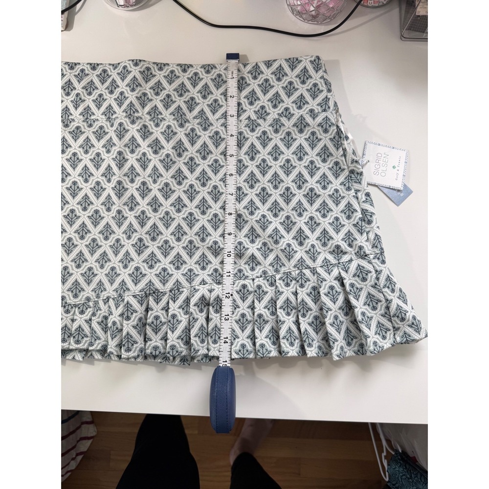 Sigrid Olsen Sage Green Floral Pleated Golf Tennis Skort UPF 50 Size XL NWT - Picture 9 of 10